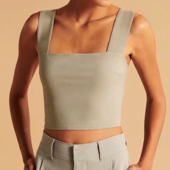 Abercrombie & Fitch Tops - Abercrombie & Fitch Wide Strap Squareneck Top - Olive Green (Size S)